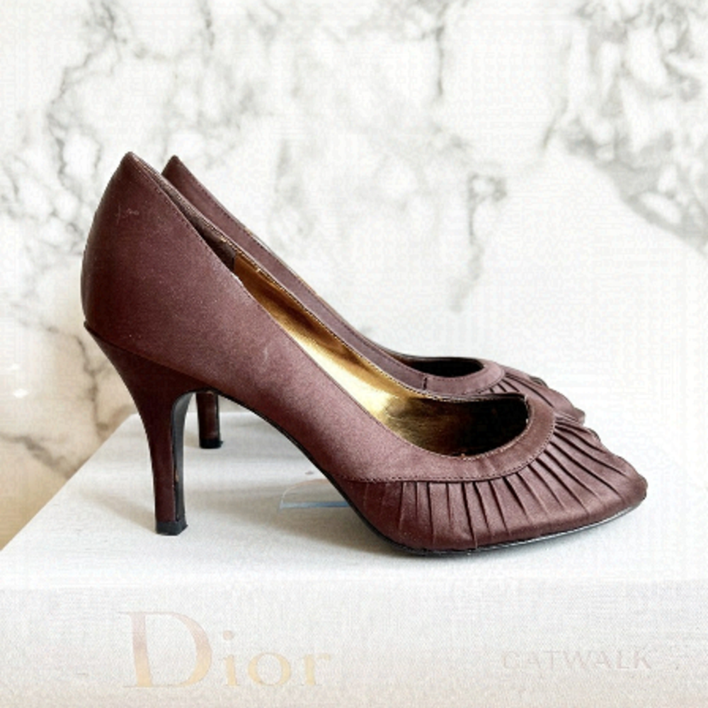 Nina Brown Satin Pumps